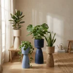 Textured Pedestal Plastic Planter - Image 13