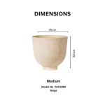 Textured Raised Bowl Plastic Planter Beige - Image 2
