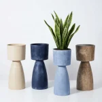 Textured Pedestal Plastic Planter - Image 14