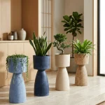Textured Pedestal Plastic Planter - Image 15