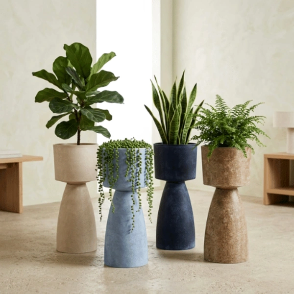 21-325 Textured Pedestal Plastic Planter