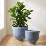 Raised Bowl Plastic Planter Light Gray