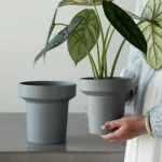 Minimalist Mini Pedestal Round Plastic Planter Blue Gray - Image 6