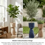 Textured Pedestal Plastic Planter - Image 17