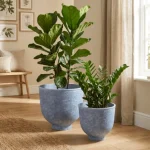 Textured Raised Bowl Plastic Planter Light Gray - Image 5
