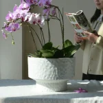 Hammered Classic Round Plastic Planter White - Image 6