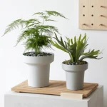 Pedestal Round Plastic Planter Light Gray