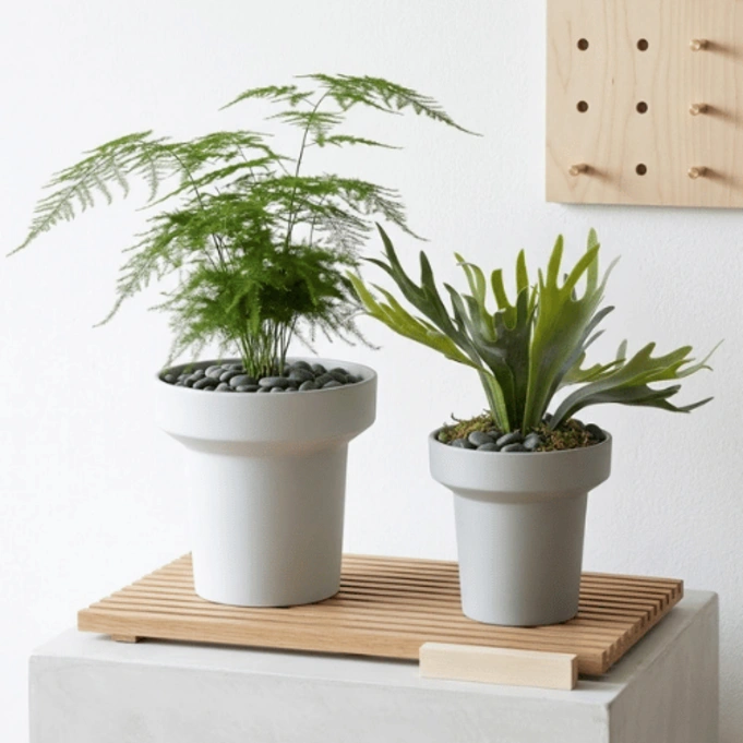 25-261 Pedestal Round Plastic Planter Light Gray