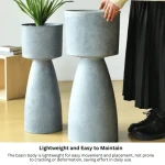 Textured Pedestal Plastic Planter - Image 19