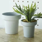 Minimalist Mini Pedestal Round Plastic Planter Light Gray - Image 4