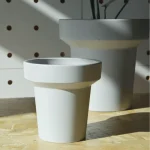 Minimalist Mini Pedestal Round Plastic Planter Light Gray - Image 5
