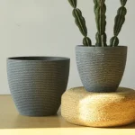 Stone Textured Round Plastic Planter Blue Gray - Image 7