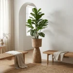 Textured Pedestal Plastic Planter - Image 10
