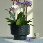 Hammered Classic Round Plastic Planter Black - Image 6