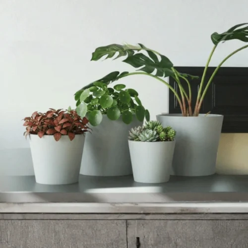 Mini Wide Rim Round Planter Light Gray