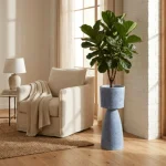 Textured Pedestal Plastic Planter - Image 4