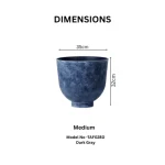 Textured Raised Bowl Plastic Planter Dark Gray - Image 2