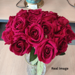 Single Stem Velvet Artificial Red Rose Flower - Image 8