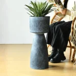 Textured Pedestal Plastic Planter - Image 6