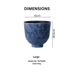 Textured Raised Bowl Plastic Planter Dark Gray - Image 3