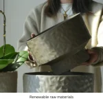 Hammered Classic Round Plastic Planter Brown - Image 8