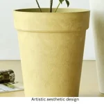Textured Tapered Rim Plastic Planter Light Gray - Image 11