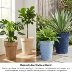Textured Tapered Rim Plastic Planter Light Gray - Image 10