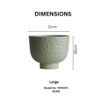 Hammered Raised Bowl Plastic Planter Beige - Image 3