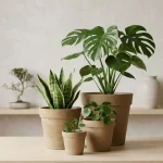 Textured Tapered Rim Plastic Planter Brown - Image 6