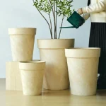 Tapered Rim Plastic Planter Beige