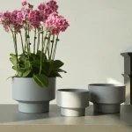 Classic Round Plastic Planter Blue Gray