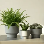 Minimalist Mini Classic Round Plastic Planter Blue Gray - Image 5