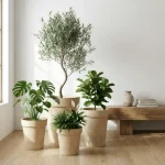 Tapered Rim Plastic Planter Beige