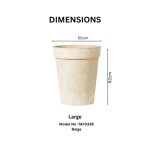Textured Tapered Rim Plastic Planter Beige - Image 5
