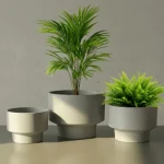 Minimalist Mini Classic Round Plastic Planter light Gray - Image 7