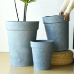 Textured Tapered Rim Plastic Planter Light Gray - Image 9