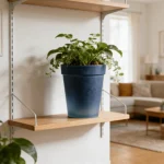 Textured Tapered Rim Plastic Planter Dark Gray - Image 9