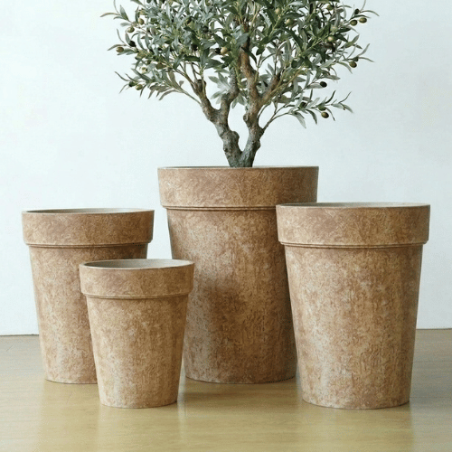 Plastic Pots (1) Tapered Rim Plastic Planter Brown