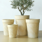 Tapered Rim Plastic Planter Beige