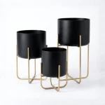 Midnight Luxe Metal Plant Stand Set - Image 3