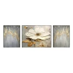 Golden Bloom Trio – Hand-Painted Floral Oil Painting Set (3 Pieces)