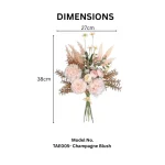 Silk Peony Fabric Dandelion Willow Leaf Bouquet - Image 2
