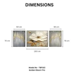 Golden Bloom Trio – Hand-Painted Floral Oil Painting Set (3 Pieces) - Image 3