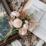 Silk Peony Fabric Dandelion Willow Leaf Bouquet - Image 4