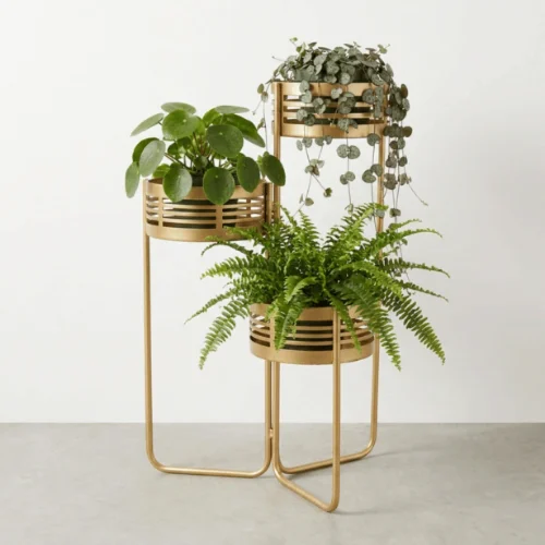 Orbit Gold Triple Planter Stand