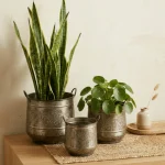 Vintage Bronze Planter Set
