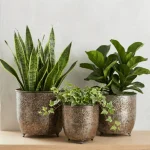 Antique Stone Metal Planter Set