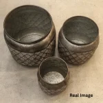 Vintage Mosaic Metal Planter Set - Image 4