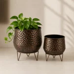 Copper Luxe Metal Planter Set
