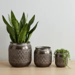 Vintage Mosaic Metal Planter Set